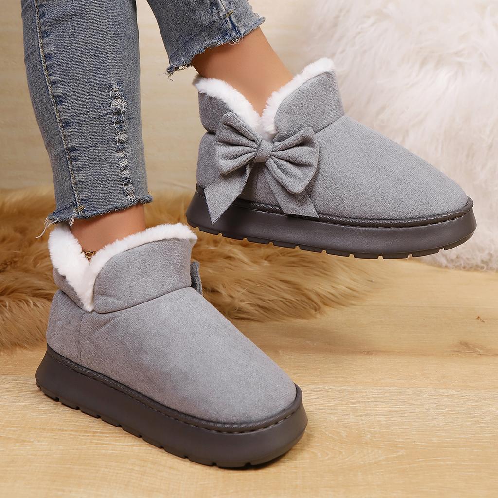 Women's Winter Bow Warm Snow Boots Indoor Slippers