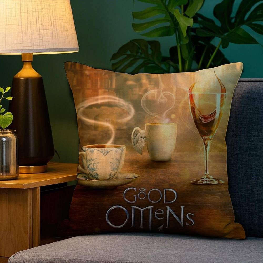 Tv G-Good Omens Pillow Case Sofa Living Room Bedroom Double-Sided Printing Square Cushion Nap Time Pillow Case