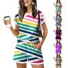 Women Casual Two Piece Set Short Sleeve Top and Shorts with Pockets Lightweight Comfortable Lounge Wear Summer Outfit
