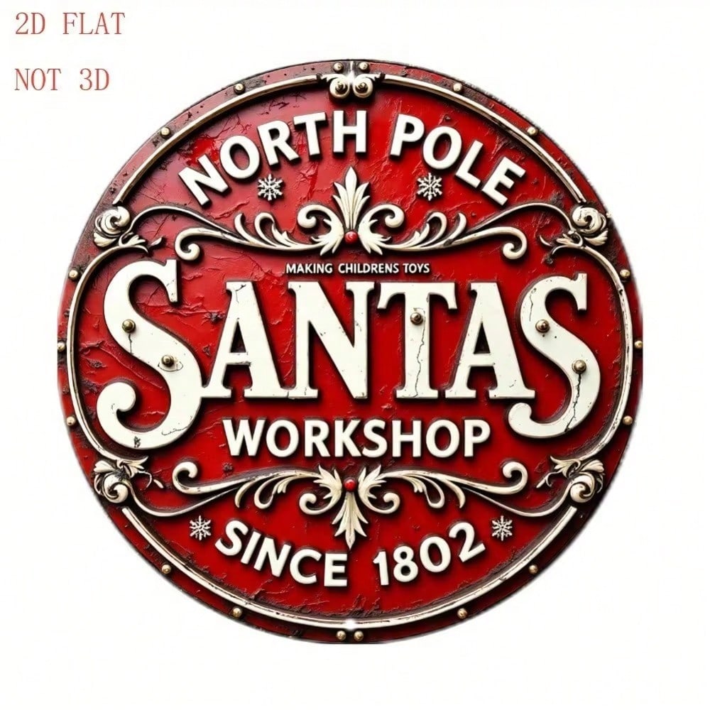 Vintage Santa Claus Metal Sign, Aluminum Xmas Wall Art, Pre-Drilled Hole for Indoor Outdoor Decor
