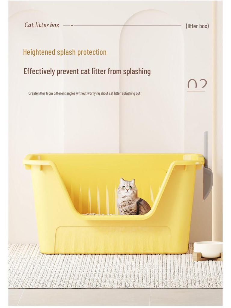 Extra Large Odor-Proof Anti-Splash Cat Litter Box and Open Pet Poop Tray