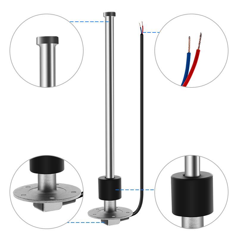 100MM Fuel Level Sensor + 52MM Fuel Level Gauge 0-190 Ohm Fuel Oil Tank Level Meter Sensor For Boat Car Yacht Marine 9-32V