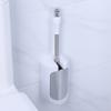Stainless Steel Handle Toilet Brush with Holder Home Hotel Bathroom Cleaning Tool Set (White)