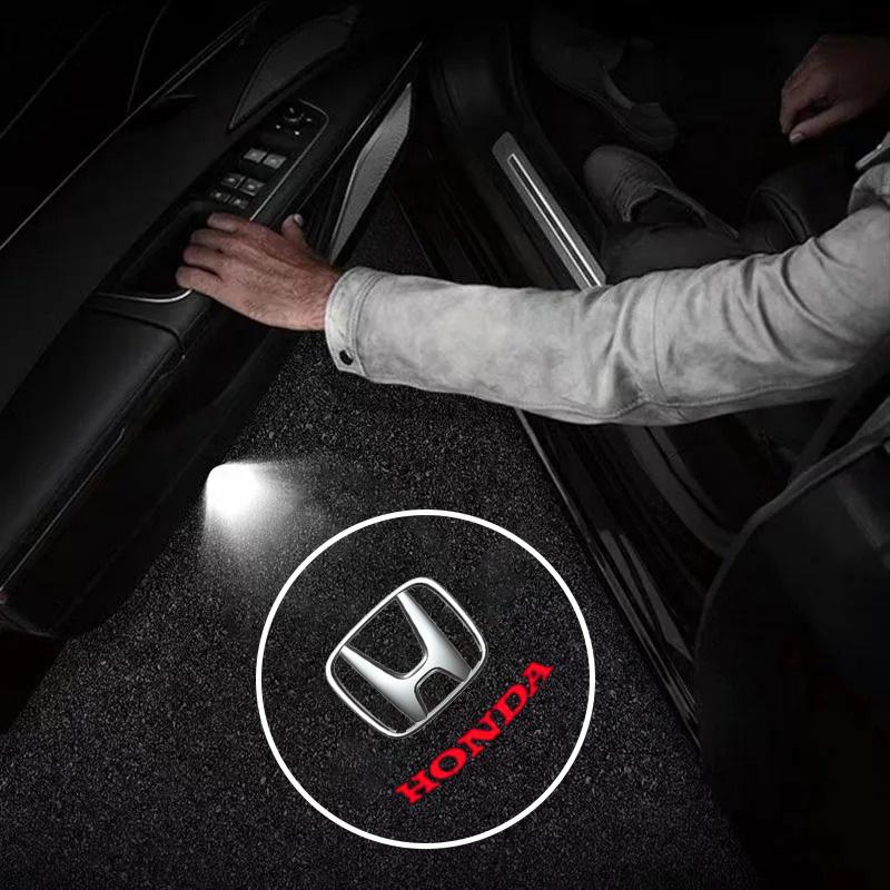 2PCS LED Car Door Welcome Light Emblems HD Projector Lamp For Honda Civic Fit Jazz Accord Pilot CRV Odyssey Passport Accessories