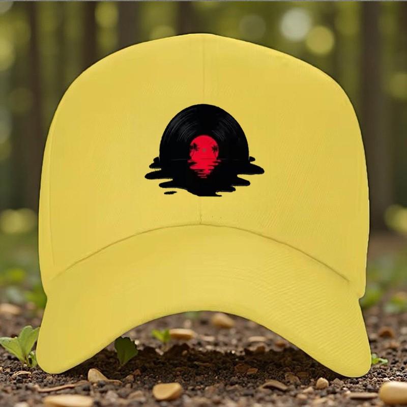 Vinyl Record Sunset Melting Graphic Baseball Cap Polyester Adjustable Outdoor Sports Hat