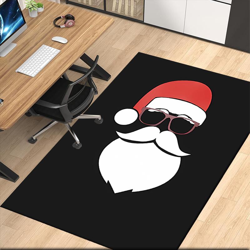 Christmas Santa Claus Printed Carpet, for Office Chair Living Room Bedroom Kitchen Room Decor Gifts.