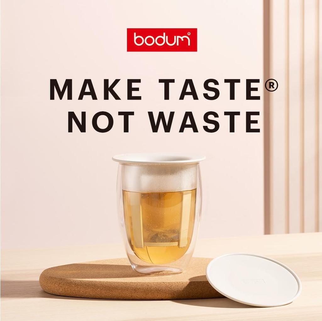 BODUM Konvička na čaj, Čajovar, ČAJ PRO JEDNOHO, Dvoustěnné sklo s čajovým filtrem, 350 ml, Černá, na černý čaj, zelený čaj, čínský čaj, bylinkový čaj a ovoce