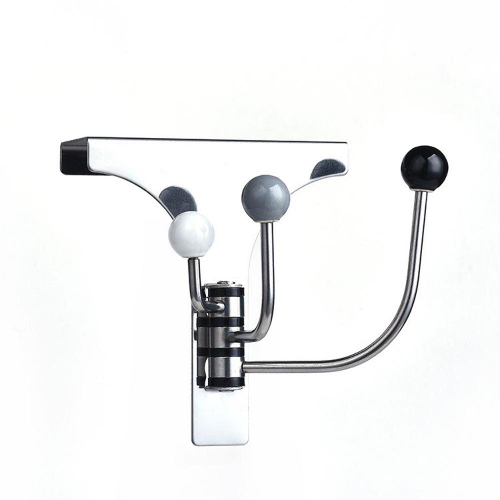 Stainless Steel Over The Door Hooks Punch Free Swivel Hat Towel Rack Coat Hanger for Bathroom серебряный