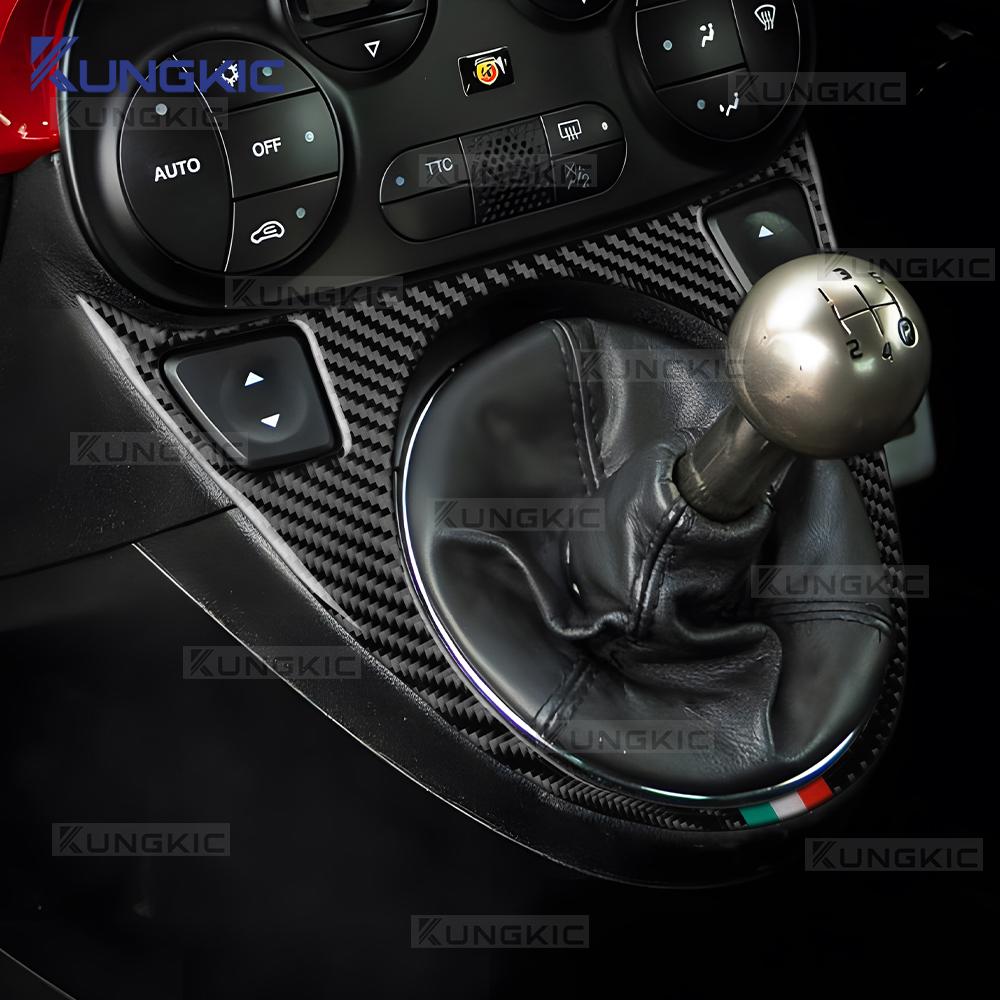 Gola de Fibra de Carbono para Alavanca de Câmbio para Fiat 500 2008-2015 & Abarth 595 695 595C 695C 2012-2015 AT MT