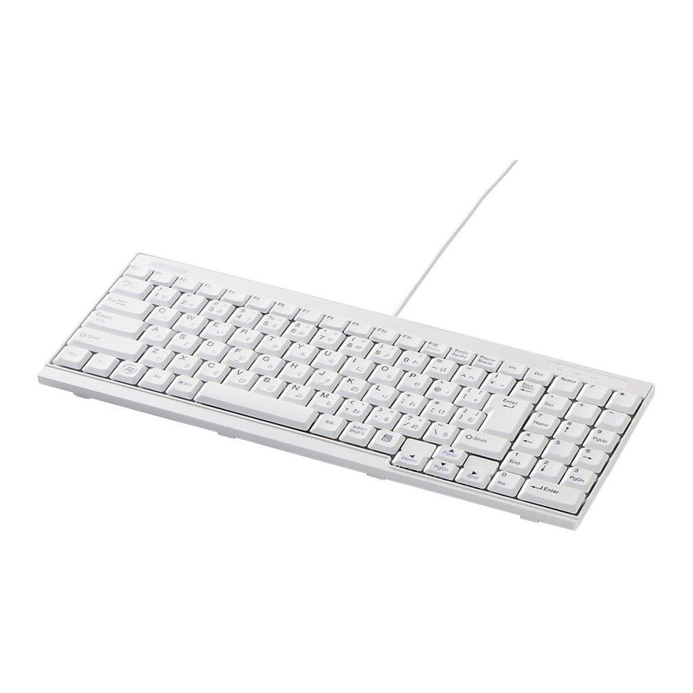 Buffalo BUFFALO USB Wired Slim BSKBU14WH Keyboard, White,