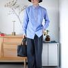 UNIQLO Jil Sander Collaboration Striped Button-Up Long Sleeve Shirt Men shirts Blue 478673-63