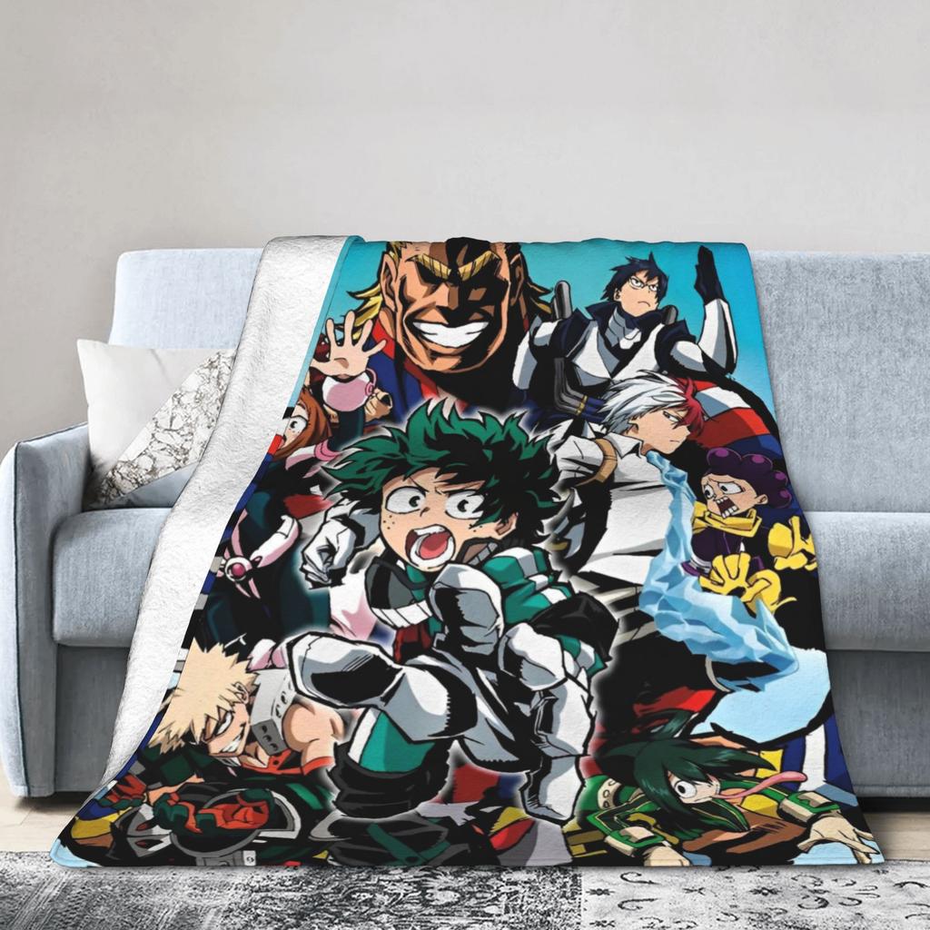 Izuku Midoriya Coral Fleece Plush Throw Blanket Academy Anime Manga Blanket for Home Bedroom Warm Bed Rug