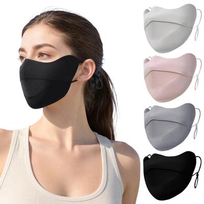 Soft Ice Silk Face Guard Half Face Sun Protection Mouth Guard Breathable Holes