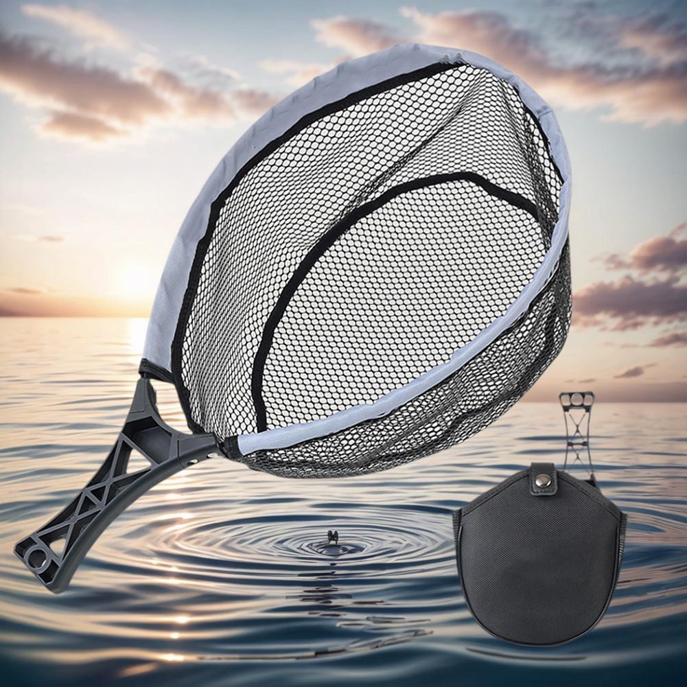Foldable Landing Net with Non-Slip Handle Trout Net with Tackle Bag Minnow Net Outdoor Stream Fishing Tools Accessory