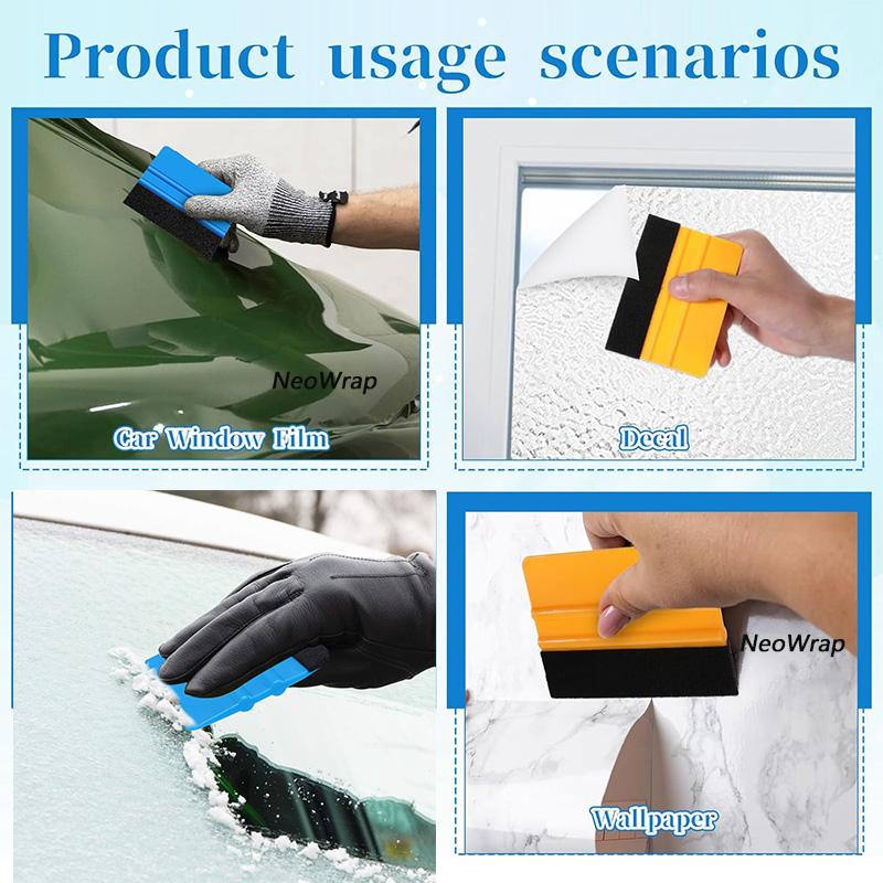Vinyl Squeegee Scraper Tool 4 Inch Non-Slip Handle Felt Edge for Car Sticker Carbon Film Wrap Decal Application