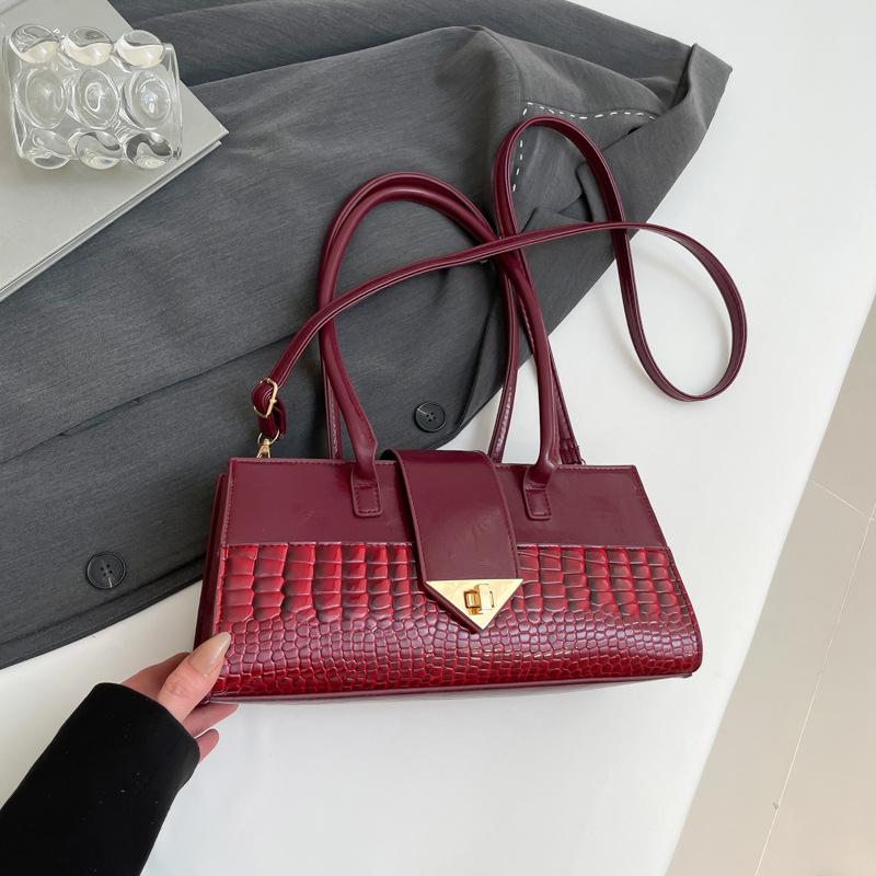 This year's popular women's bags 2025 spring and summer new fashion crocodile pattern splicing handbag texture large capacity messenger