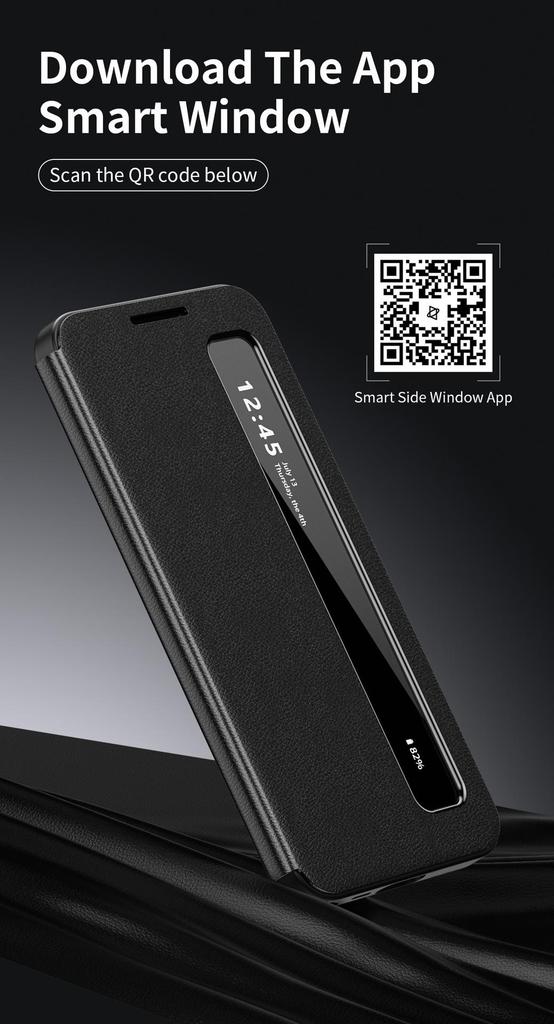 Samsung S26 Ultra Leather Phone Case with Smart Sleep Window and Full Coverage Anti-fall Protection