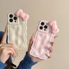 Ins Sweet Three-dimensional Bow for iPhone16Pro Max iPhone 17 Case 15/14 Wavy Edge