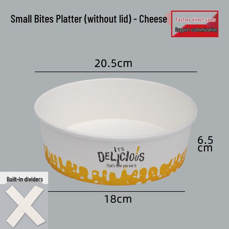 Snack Platter Box: Small Snacks & Fried Chicken Family Bucket with Four-Compartment Round Plate