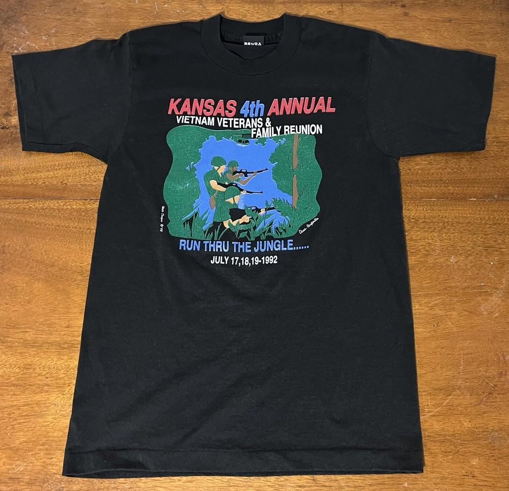 Vintage Single Stitch 1992 Kansas Vietnam Veterans Reunion Screen Stars Shirt M Unisex T-Shirt