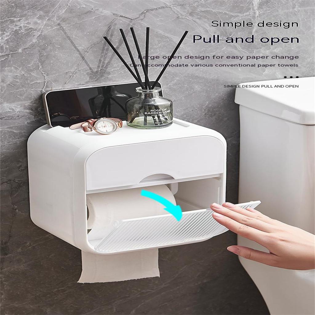Bathroom Tissue Storage Cases Multi-functional Wall-mounted Light Luxury Wave Pattern Toilet Paper Dispenser Box