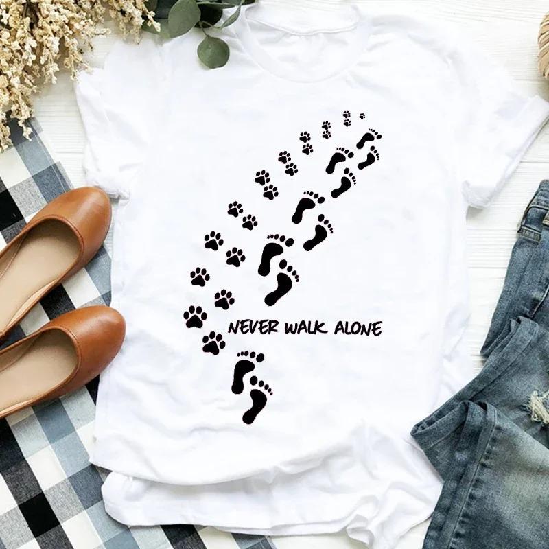 Women Graphic HuUnisex and Dogs Paws Cartoon Fashion Aesthetic Animal Short Sleeve Print FeUnisex Clothes Tops Tees Tshirt TShirts