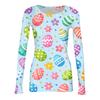 Women's And Winter Slim T-shirt Fashion Casual Printing Round Neck Pullover Long Sleeve Top
