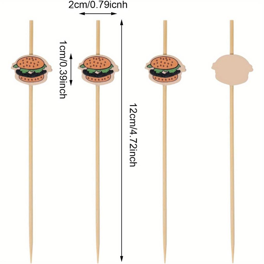 100Pcs Hamburger Garnish Bamboo Sticks Disposable Fruit Sticks Food Picks Sandwich Decor Bento Accessories Party Buffet Fork