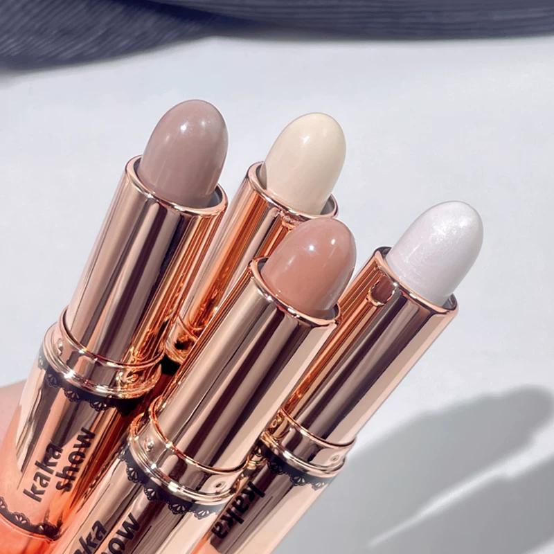 Dual-Ended Highlighter and Contour Stick for Nose Shadow, Side Shadow, Jawline Brightening, and Face Contouring, Two-In-One Palette