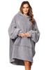 Vivisence Women's Oversized Hooded Blanket Sweatshirt, Grey, One Size 5028