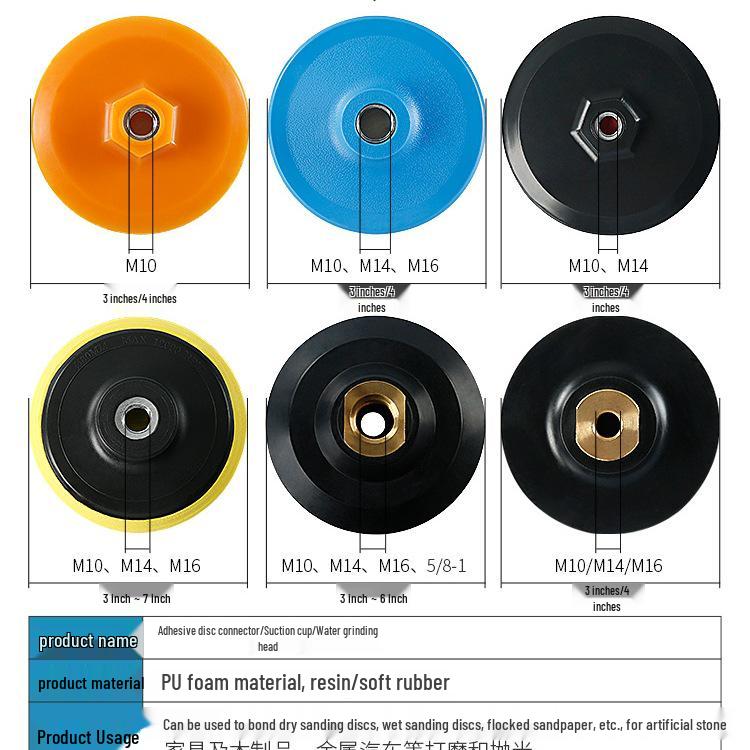 Stone Polishing Kit: Wet/Dry Pads, Self-Adhesive, Rubber Backing, Angle Grinder Head, Sandpaper Suction Cup