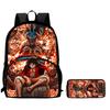Cartoon ONE PIECE 2Pcs Set Mochila Lightweight Large Capacity Front Pocket School Backpack with Pencil Case for Boys Girls Trip