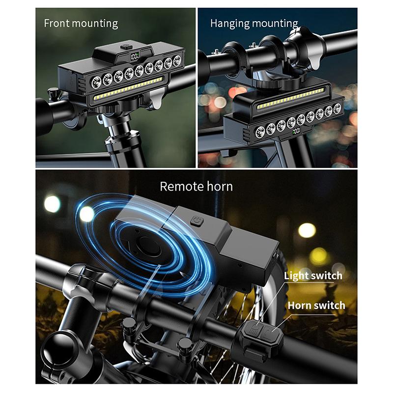 

9Led Mountain Bike Night Riding Equipment Headlights With Horn Strong Light Long S Usb Charging Model Easy To Install 1 pcs