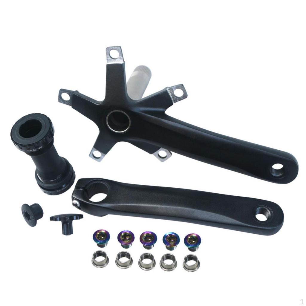 130 44T Crankset Aluminum Alloy with Bottom Bracket Matte Black Cycle Part for Road Bikers,