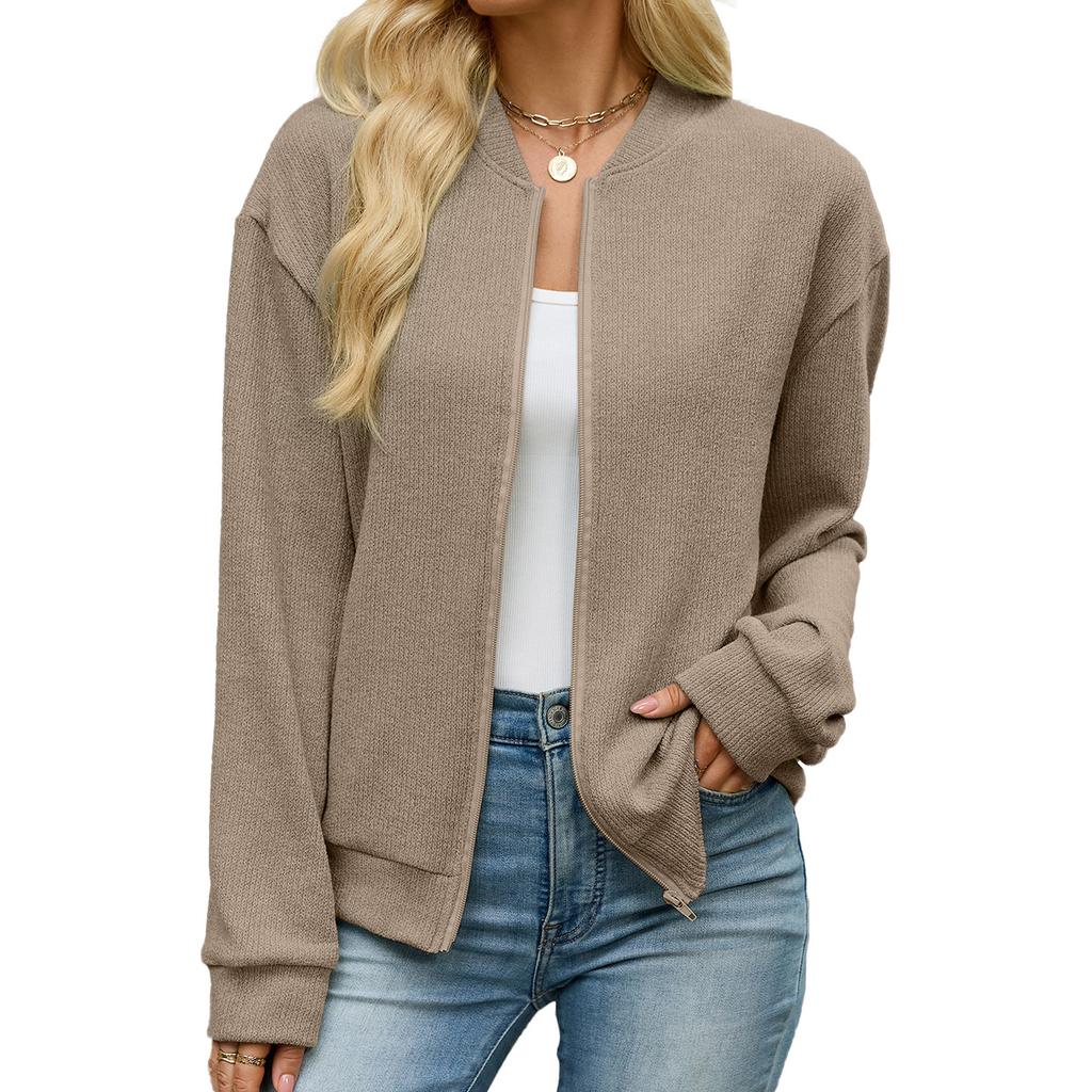 Women's Open Front Cardigan Long Sleeve Casual Loose Solid Color Sweater Jacket with Pockets