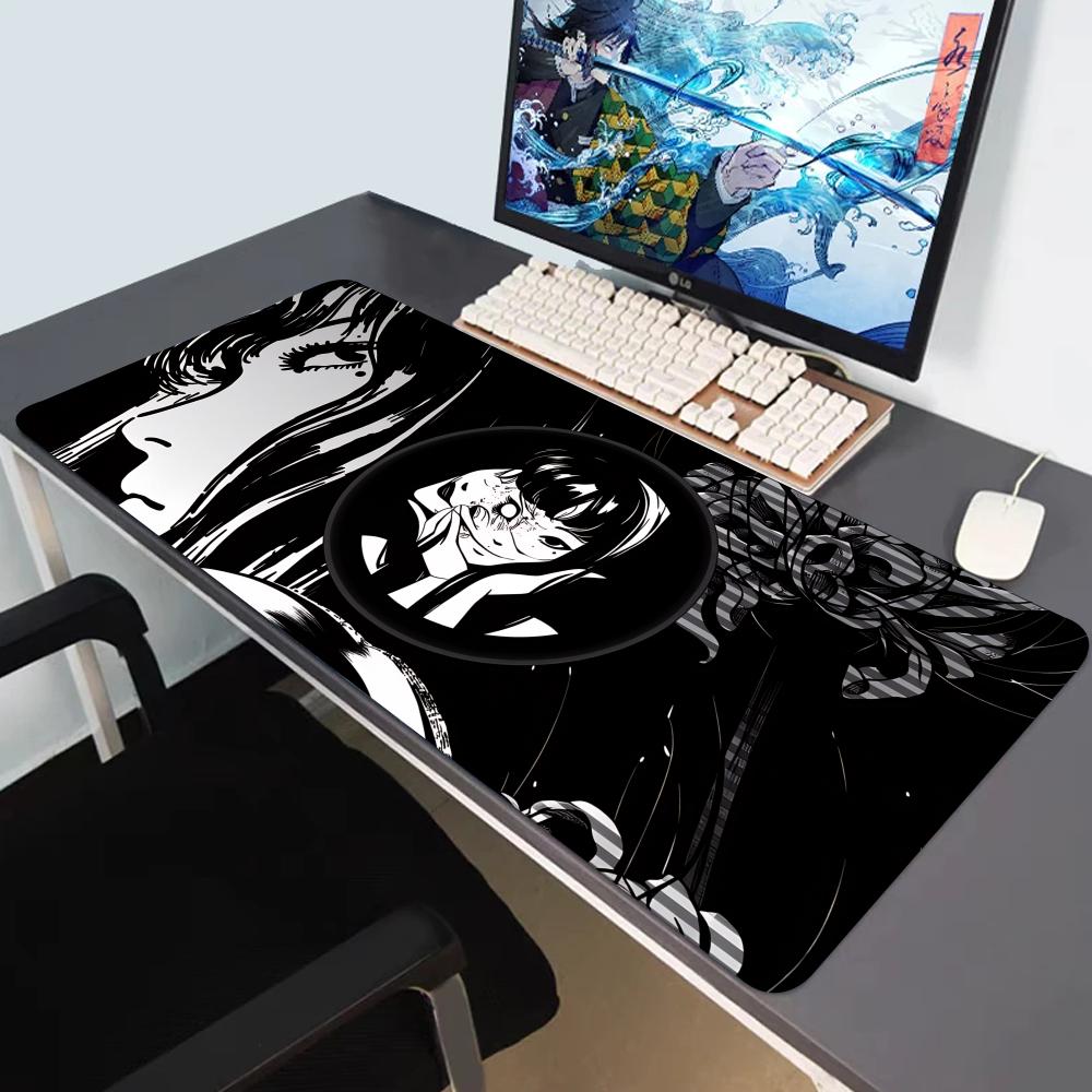 HYBXAXC Scary Dark Anime TTomie Junji Ito MousePad Large Gaming Mousepad with Stitched Edges Thickened DeskMat