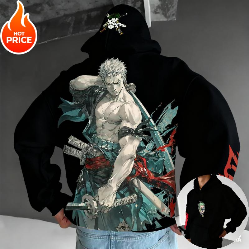 One Piece Zoro Anime Harajuku Streetwear Autumn Men Vintage Hoodie Winter Women Oversized Hooded Sweatshirt Long Sleeve Top Y2k