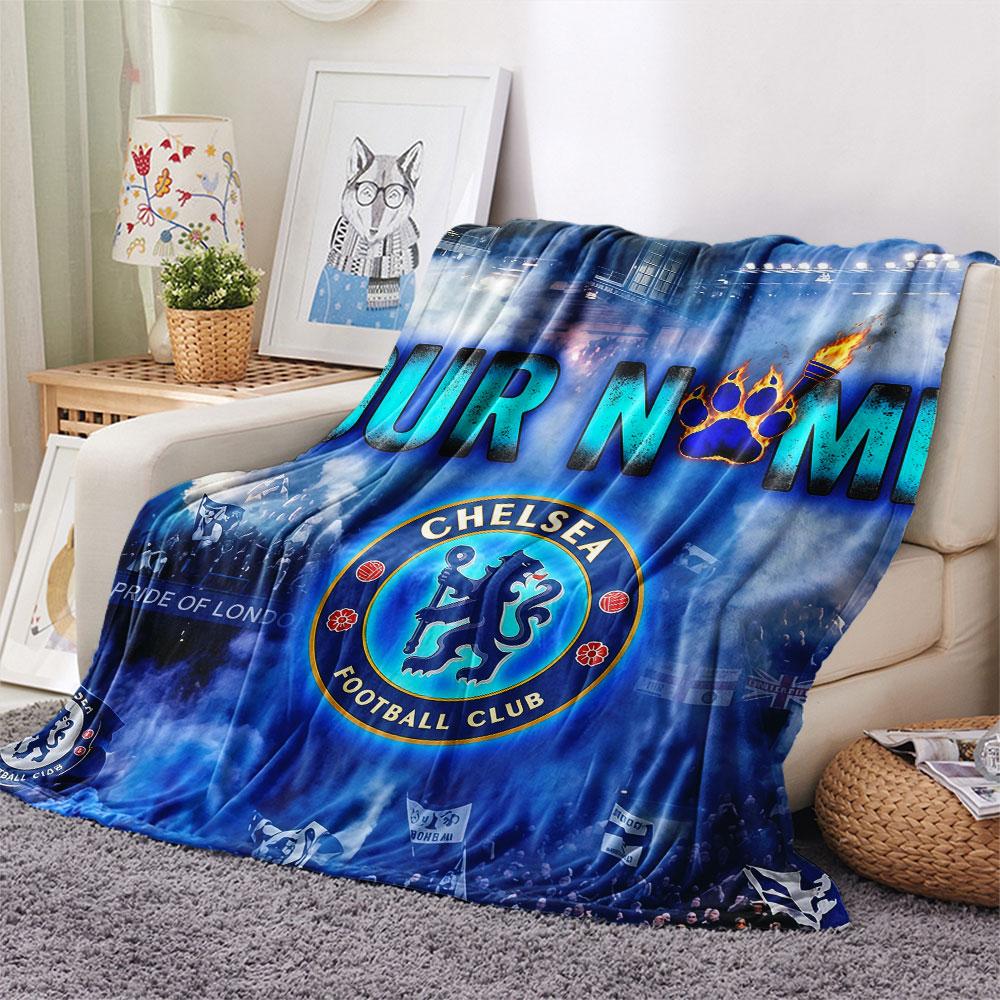 Custom Name,Chelsea FC Printed Flannel Blanket, soft throw for bedroom sofa, washable, Christmas present, great gift.