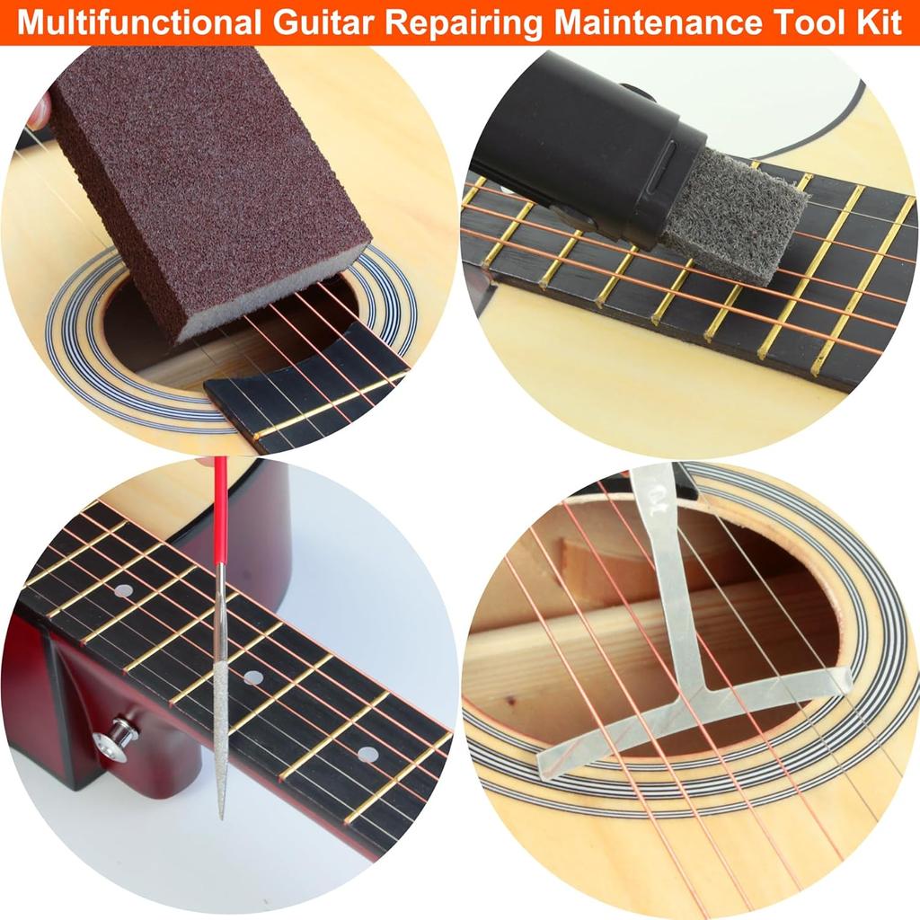 Guitar Maintenance Tool Kit: 79Pcs String Instrument Repair Kit with Carry Bag, Professional Musician Guitar Care Cleaning Kit, Accessories Gifts Für