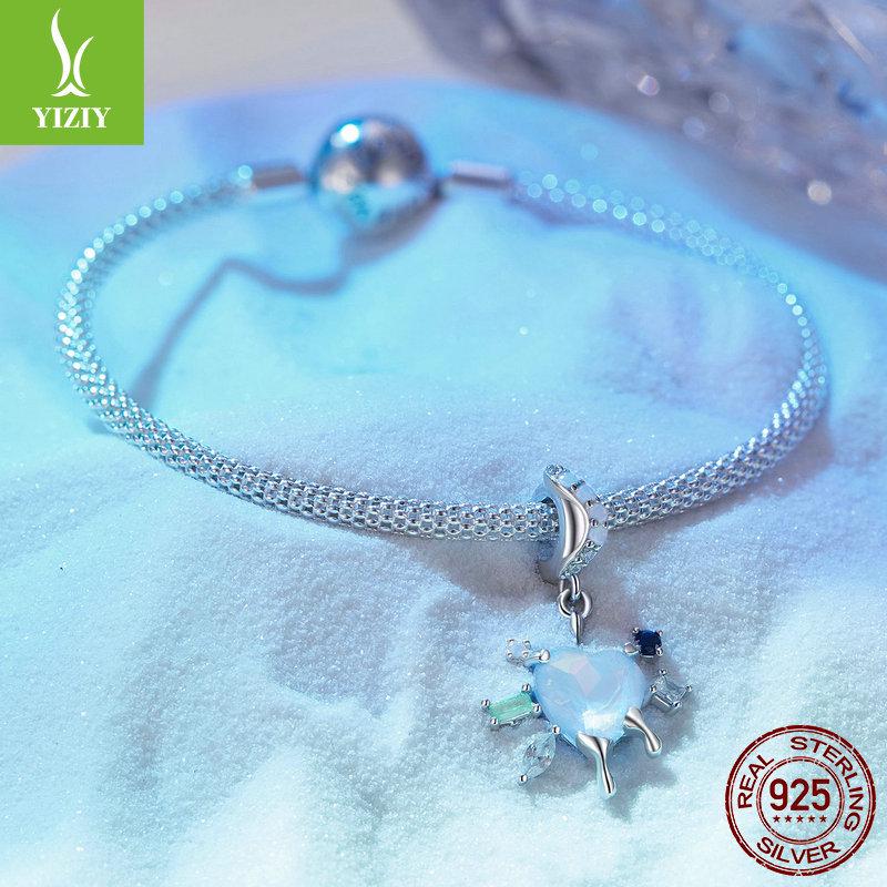 Yinziyun Sterling Silver Snowflake Heart Pendant Necklace - Romantic Winter Christmas Gift for Women