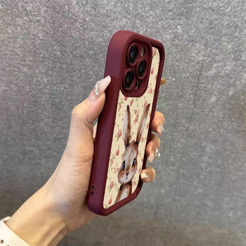 Vintage Cute Floral Rabbit Phone Case For IPhone 17 Air 16 Pro Max 15 14 Plus 13 12 11 Durable Flexible Advanced Soft Ins Cover