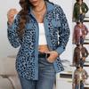 Fall Winter New Fashion Plus Size Women Corduroy Jacket Leopard Print Loose Single-breasted Long Sleeve Coat