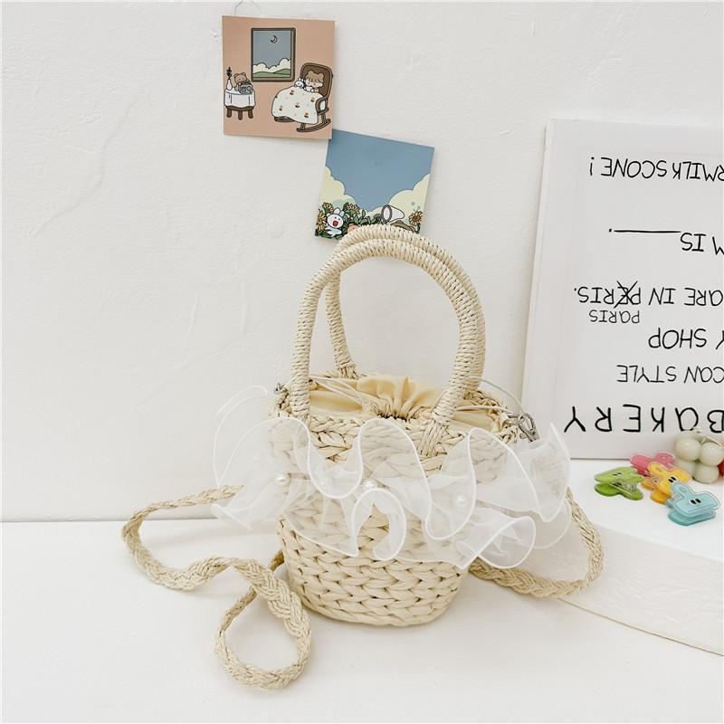 Fashionable Baby Summer Beach Bag Charming Woven Handheld Tote For Girls