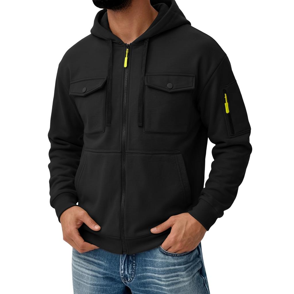 Men's Color Long Sleeve Hooded Casual Comfortable Jacket for Everyday Wear