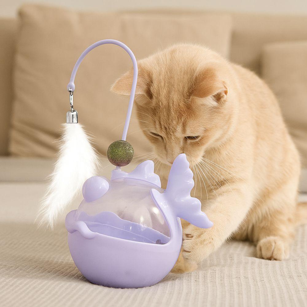 Fish Shape Cat Treat Dispenser Plastic Interactive Cat Toy Cat Leakage Food Toy  Interest