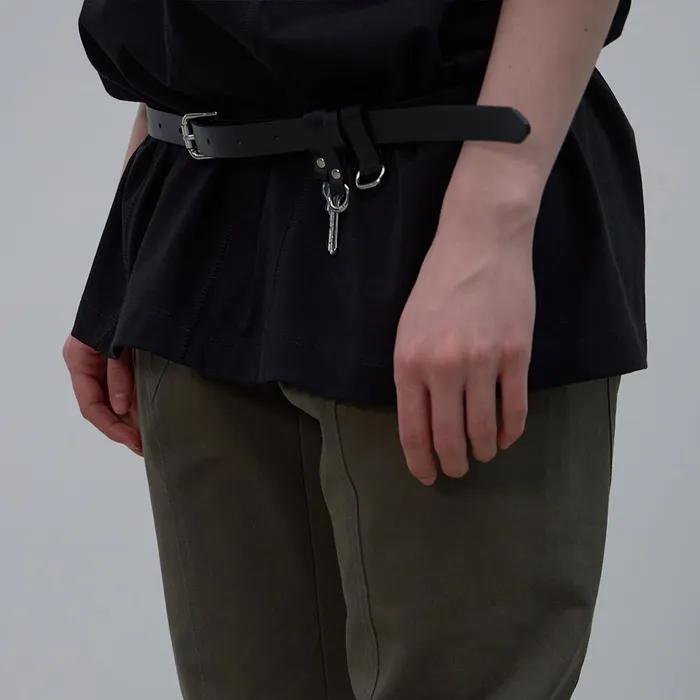 KEY CHARM LEATHER BELT (BLACK)