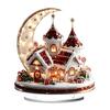 Festlicher Desktop-Schmuck für den Winter Weihnachten Acryl-Ornament, 2D Flaches verschneites Häuschen mit Sockel, Saisonal Detaillierter Druck Nikolaus Schneemann Tisch