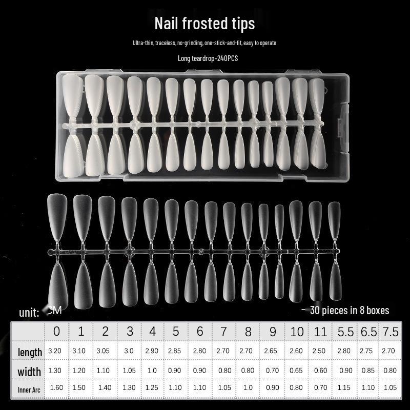 Ultra-Thin Matte Nail Art: Seamless False Nail Tips, Full/Half Cover, 240-Piece Box.
