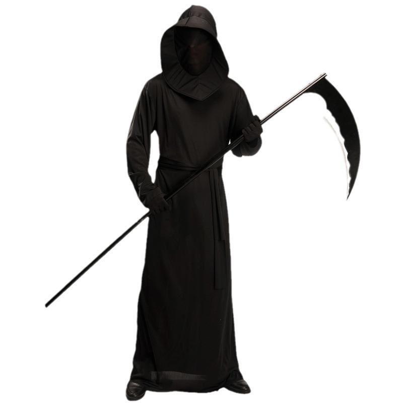 Big Boy Sort Djævel Halloween Kostume, Spøgelsesfestle Kostume med Le, Døden Scene Kostume
