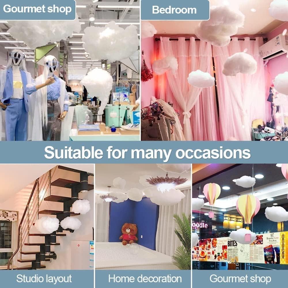6pcs Cotton Simulation Cloud Decorations 3D Artificial Fake Clouds Props, Clouds for Ceiling, Room DIY Cloud Decor Art Stage Wedding Party